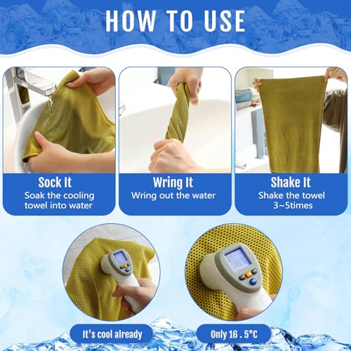 Hosuly 15 Pcs Cooling Towels 40" x 12", Yellow - color: Yellow
