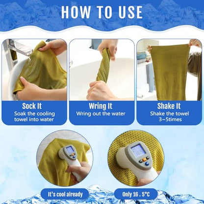 Hosuly 15 Pcs Cooling Towels 40" x 12", Yellow - color: Yellow