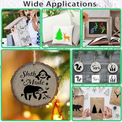 80 Pcs 3 x 3 Inch Stencils for Painting on Wood, Reusable Farm & Animal Plastic Stencils DIY Craft Paint Template Set for Wall Home Decor - style: Animal