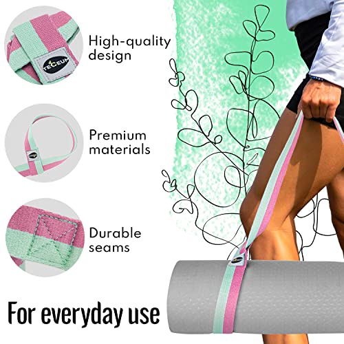 TECEUM Yoga Mat Strap – Extra Soft & Thick Cotton Carrier for All Mats - color: Lavander Green, size: 64 IN (Pack of 2)