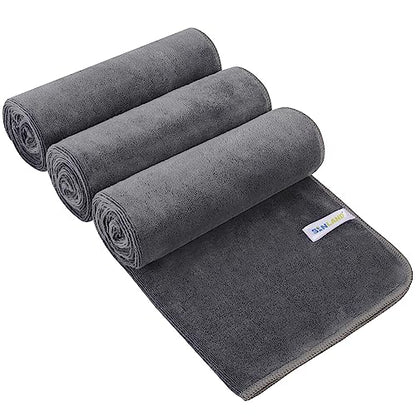 SINLAND Microfiber Gym Towels, Workout Sweat Towel 16x32In - color: Greyx3
