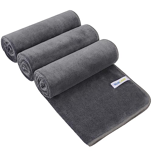SINLAND Microfiber Gym Towels, Workout Sweat Towel 16x32In - color: Greyx3