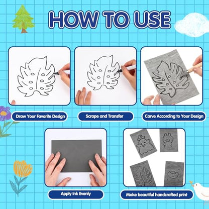 MotiMind 18 Pcs Linoleum Blocks 4 x 6 Inch for Printmaking Rubber Carving Block Soft Gray Linocut Block for DIY Crafting Projects Scrapbook Painting Stamp Maker - size: 4 x 6 Inch