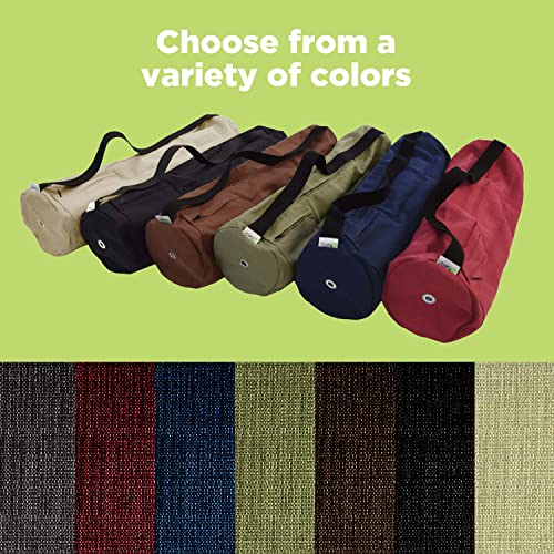 Natural Hemp Fabric Yoga Mat Bag with Shoulder Strap - Lightweight and Durable Gym Bag to Carry the Extra Large Mat Sizes - Ideal for Yoga, Pilates & Fitness Equipment - Made in USA, 8" X 32" - color: Hemp Cranberry