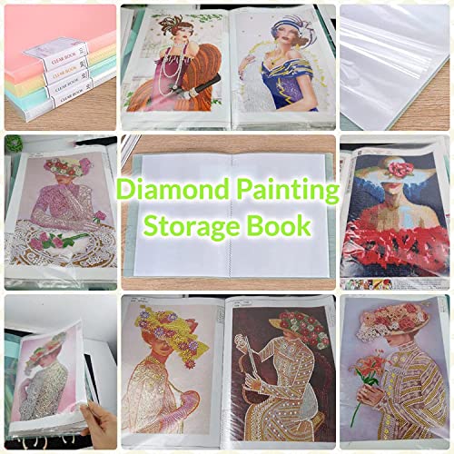 A3 Diamond Painting Storage Book, 60 Views Art Portfolio Presentations Folder with 30 Pages Protectors, 17.3x12.8in - color: White