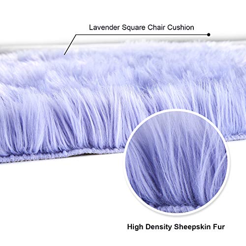 Softlife Square Faux Fur Sheepskin Chair Cover Seat Cushion Pad Super Soft Area Rugs for Living Bedroom Sofa (1.6ft x 1.6ft, Lavender) 1 pack - color: Lavender