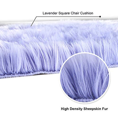Softlife Square Faux Fur Sheepskin Chair Cover Seat Cushion Pad Super Soft Area Rugs for Living Bedroom Sofa (1.6ft x 1.6ft, Lavender) 1 pack - color: Lavender