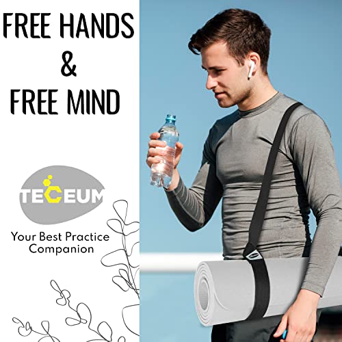 TECEUM Yoga Mat Strap – Extra Soft & Thick Cotton Carrier for All Mats - color: Black, size: 64 IN