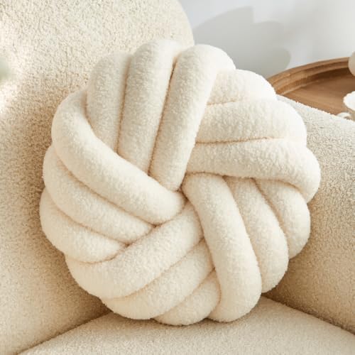 Knot Pillow,Cream White Decorative Pillows 13.7" - color: Cream White