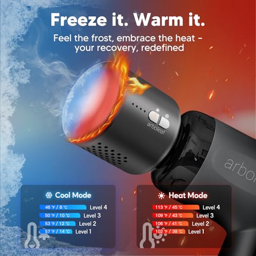 arboleaf Thermacool Massage Gun, Heat and Cold Percussion Back Pain Relief - color: Midnight Gray