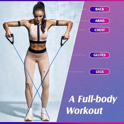 Shappy 10 Pcs Resistance Bands with Handles | Exercise Stretch Bands for Exercise, Woman Man Training Physical Therapy Workouts Fitness - color: yellow, red, green, blue, black