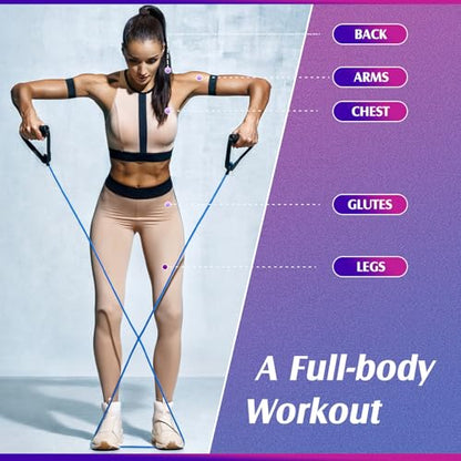 Shappy 10 Pcs Resistance Bands with Handles | Exercise Stretch Bands for Exercise, Woman Man Training Physical Therapy Workouts Fitness - color: yellow, red, green, blue, black