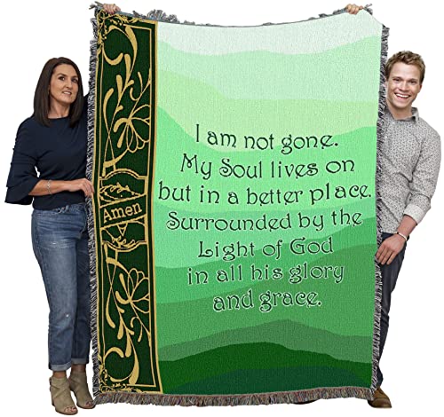 Pure Country Weavers I Am Not Gone My Soul Lives On Blanket Green - Sympathy Bereavement Gift Tapestry Throw Woven from Cotton - Made in the USA (72x54) - color: Soul Lives Green, size: 72" x 54"