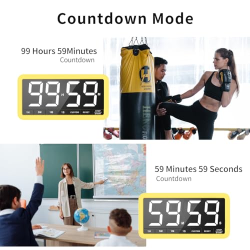 VOCOO Large 7.8" Digital Timer, Magnetic LED Timer for Kitchen & Classroom - color: Yellow