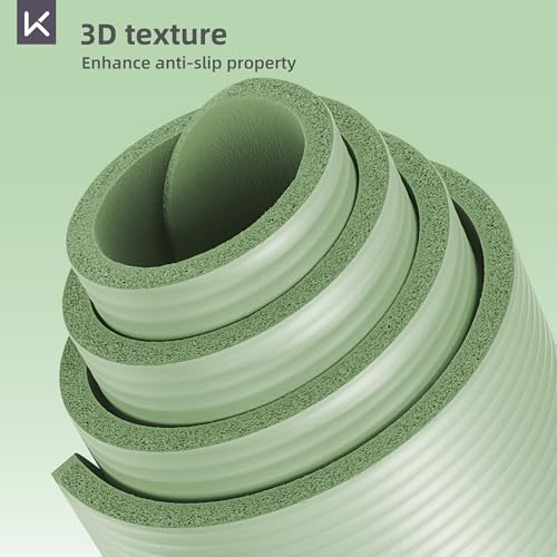 KEEP Extra Thick NBR Yoga Mat - color: Green, size: 72”x32”x15mm
