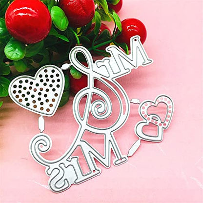 Letter Thank You Mr&Mrs Best Wishes Happy Anniversary Heart Metal Cutting Dies Stencil DIY Scrapbooking Embossing Tool DIY Paper Cards Album Decoration (Mr & Mrs) - style: Mr & Mrs