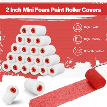 Nuogo 120 Pcs 2 Inch Foam Paint Roller High Density Foam Roller Mini Paint Roller Refills Paint Edger Tool for Walls Brings Smooth Finishes Flat Surfaces - size: 2 Inch