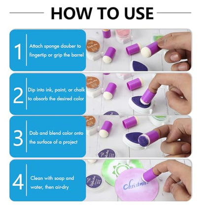 40 Pieces Sponges Daubers with Storage Case - Finger Sponge Daubers with Soft Sponge Head - Perfect for Painting, Drawing, Stenciling, Card Making and More - color: Purple