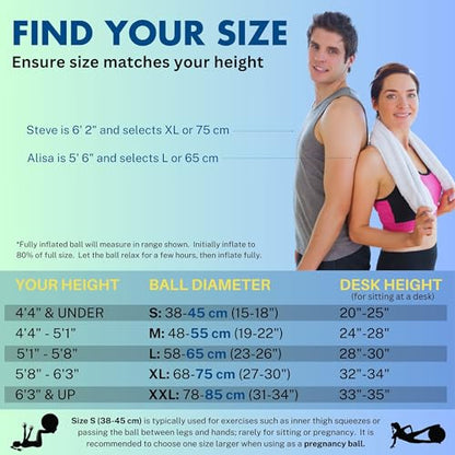 ProBody Pilates Yoga Ball - Vibrant Colors Exercise Ball - color: Sky, size: L: 23-26" (65 cm)