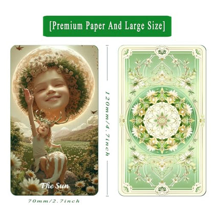 sishui Tarot Cards for Beginners with Guidebook, Spring Sprout Tarot Deck, 80 Oracle and Tarot Cards, 400 GSM Premium Cards with Gilded Learning Edges, Rider-Waite Based Spiritual Guidance - color: Green
