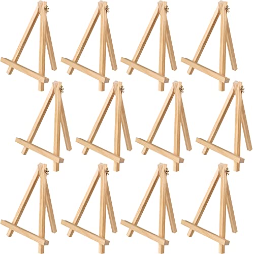 Tosnail 12 Pack 9 Inches Art Easel Stand Tabletop Wooden Display Stand Photo Holder Display Stand for Artist, Students, Adults, Kids Painting