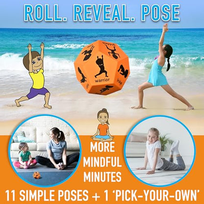 Yoga Dice for Kids, Large 12-Sided Soft Foam Exercise Dice - color: Orange