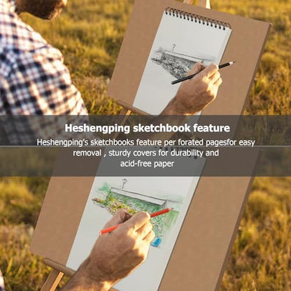 8.3"x11.7" Sketch Book, 2- Pack 2x60 Sheets Spiral Bound Art Skethbook, Sketch Pad (80 lb. / 120 GSM), Artist Drawing Book White Paper Painting Sketching Pad