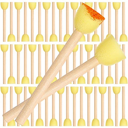 Sabary 100 Pcs Round Sponges Foam Brush Set Paint Sponge Brushes with Wooden Handle Sponge Painting Stippler Set DIY Painting Tools Stippling Kits for Arts and Crafts Acrylic(0.6 Inch) - size: 0.6 Inch