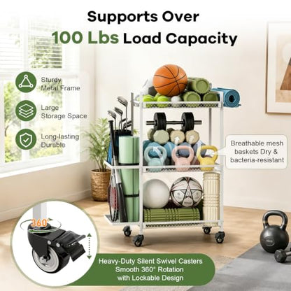 Yoga Mat Storage Rack Space-Saving Home Gym Organizer Sturdy Workout Equipment Holder for Yoga Mat Foam Roller and Fitness Accessories