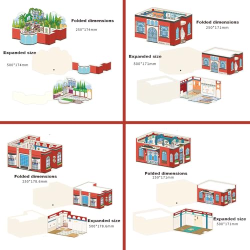 4PCS Foldable 3D Sticker Scene Book for Adults & Teens, DIY Isometric House Scenes, Large Build-Your-Own Room Sticker Set, Relaxing Sticker Therapy Art Kit - style: Rome Hotel