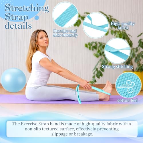 6-in-1 Yoga Balls and Yoga Block Set with Strap Foot Pump, Exercise Pregnancy Balls for Birthing, Pilates Kit Fitness Physical Therapy Home Gym Workout Equipment - color: Blue