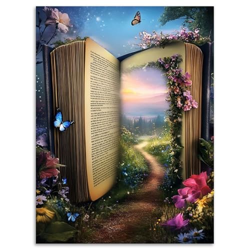 Magic Book Diamond Art Kits for Adults Beginners 12x16 in, DIY Craft Gift | Landscape Diamond Painting Kits for Adults, Stress Relief, Home Wall Decor, 5D Full Round Drill Gem Art - color: DP-US09