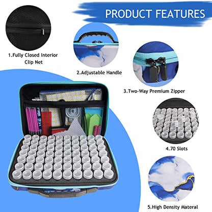 AYIYUN 70 Slots Diamond Painting Storage Containers, 5d Diamond Art Accessories and Tools, Diamond Painting Accessories Kit DIY Art Craft Jewelry Beads Rhinestones Organizer Box(Blue)