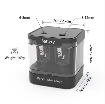 Dual Power Electric Pencil Sharpener, Dual Hole for Standard &Jumbo Pencils | Portable Sharpener with Auto-Stop Safety for Kids, Students, Artists, Office & School, Battery(NOT included) or USB Operated