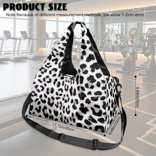 Snow Leopard Print Gym Bag for Women Yoga Mat Bag with Yoga Mat Holder Sports Duffel Bags with Adjustable Strap, Cheetah Print Sports Bags Double Zipper - color: Snow Leopard Print