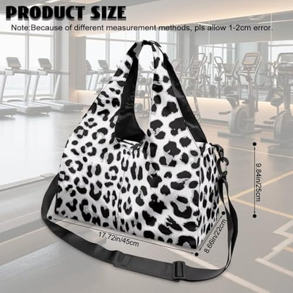 Snow Leopard Print Gym Bag for Women Yoga Mat Bag with Yoga Mat Holder Sports Duffel Bags with Adjustable Strap, Cheetah Print Sports Bags Double Zipper - color: Snow Leopard Print