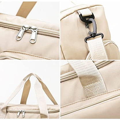 Suruid Gym Bag with Shoe Compartment, Sports Duffle Bag for Women, White - color: White