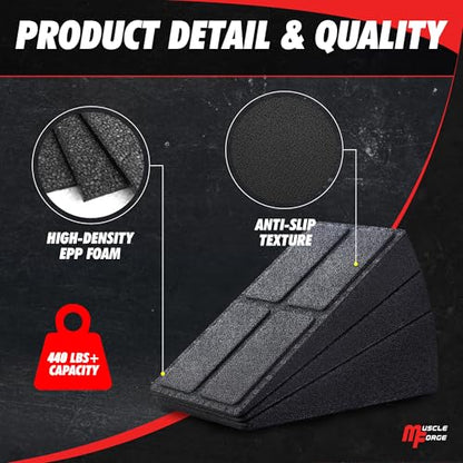 Squat Wedge Block – Heel Elevated Squat Platform for Deep Squats, ATG Training, Ankle Mobility, 4-Angle Adjustable Slant Board for Calf Stretching, Knee Pain Relief, 440 lbs
