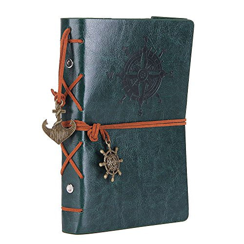 EvZ 7-Inch Refillable A6 Binder Notebook - Premium Vegan Leather Personal Planner, Eco-Friendly Journal with 6-Ring Loose-Leaf System for Writing, Business, and Creative Sketches, Retro Green - color: Retro Green, size: 7 Inches