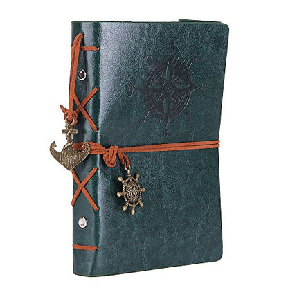EvZ 7-Inch Refillable A6 Binder Notebook - Premium Vegan Leather Personal Planner, Eco-Friendly Journal with 6-Ring Loose-Leaf System for Writing, Business, and Creative Sketches, Retro Green - color: Retro Green, size: 7 Inches