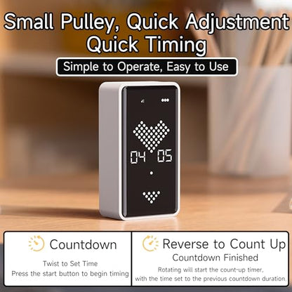 Visual Timer, Rechargeable Digital Hourglass Timer with LED Display - color: Black