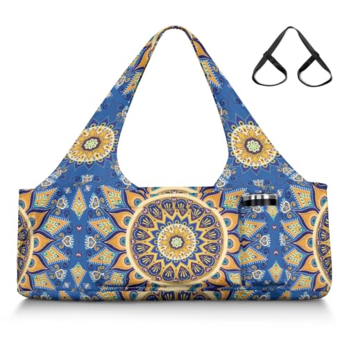 Yoga Mat Bag Large Yoga Bag and Carrier with Strap Zipper and Pockets Fits All Your Stuff Yoga Tote Pilates Bags for Women Fit Most Size Mats - color: Blue