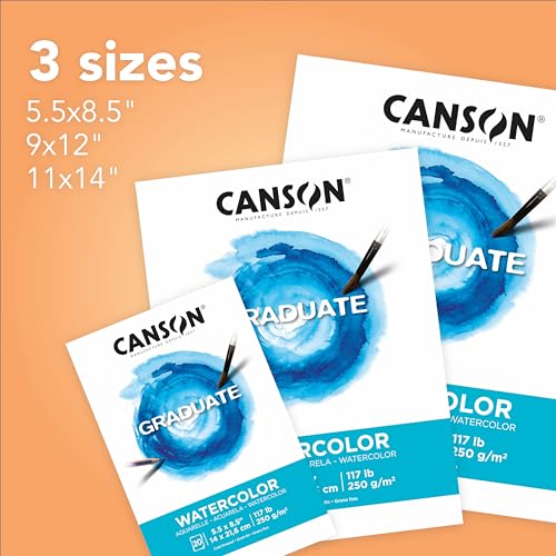 Canson Graduate Watercolor Pad, Foldover, 5.5x8.5 inch, 20 Sheets | Artist Paper for Adults and Students - Painting, Gouache, Mixed Media and Ink - size: 5.5x8.5 inch