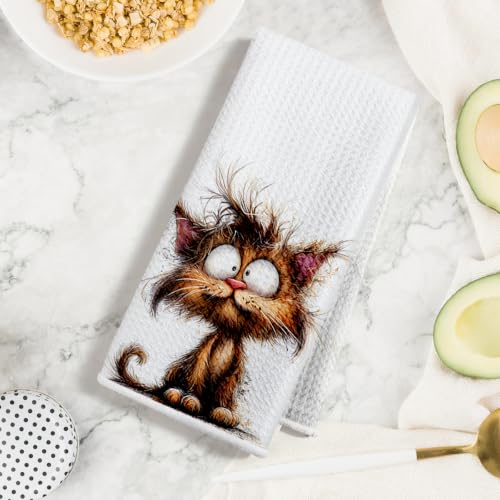 4 Pcs Funny Cat Kitchen Towels, Cute Cats Gifts Reusable Hand Towels-05 - color: Multi 1622