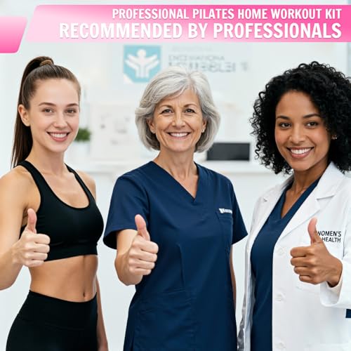 UZTUGG Pilates Equipment Kit at Home for Women, 4-in-1 Workout Essential Set with Pilates Ring, Fabric Resistance Bands, Figure 8 Resistance Band, Pilates Ball–Full Body Toning, Yoga & Stretching - color: pink pilates kit