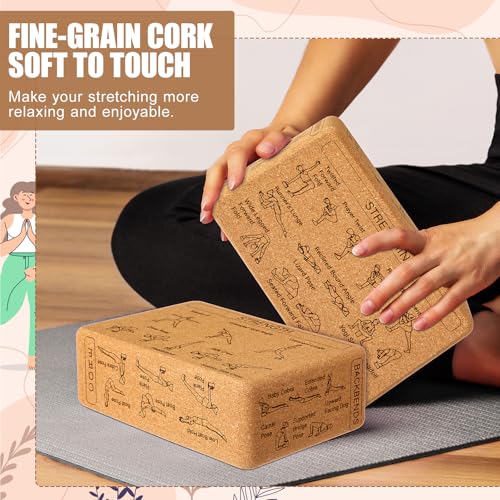 Halloscume 2 Pack Cork Yoga Blocks for Support and Balance, Beige