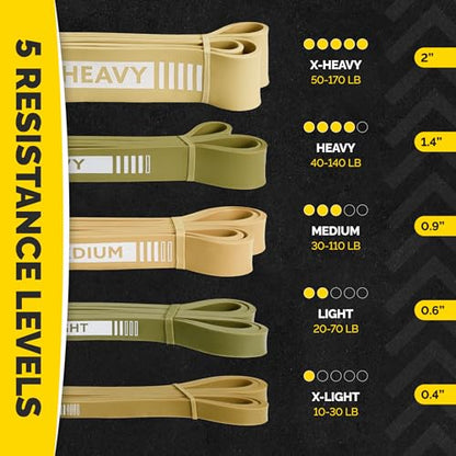 Long Resistance Bands Set, 5 Pull Up Assistance Bands for Working Out - color: Green 3