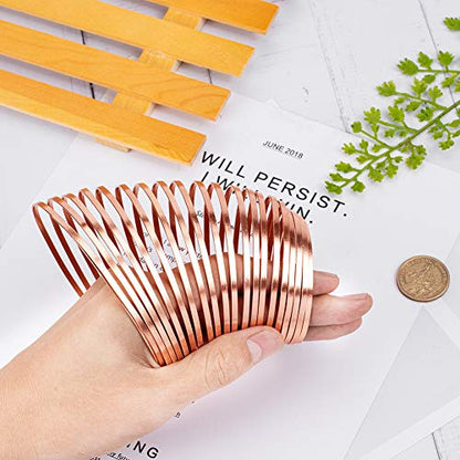 BENECREAT 32 Feet 2 Rolls 3mm Wide Flat Jewelry Craft Wire 18 Gauge Aluminum Wire for Bezel, Sculpting, Armature, Jewelry Making - Copper - color: Copper, size: 3mm