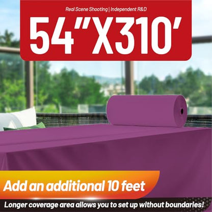 Plastic Table Cover Roll, 310 Ft X 54 In Plastic Table Cloth Disposable | Purple Plastic Tablecloth Roll with Cutter PEVA Disposable Tablecloth for Birthday, Graduation Party, Bridal Shower, Wedding - color: Purple, size: 3720" x 54" (Rectangular)