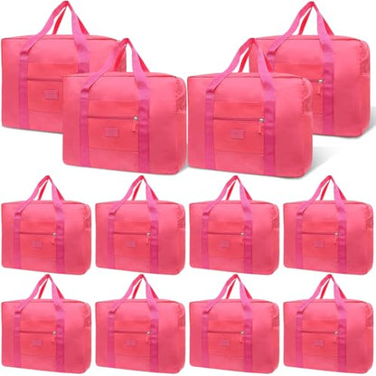 Travel Duffel Bag 12 PCS Foldable Travel Bag Bulk Carry on Luggage Bag Waterproof Tote Sports Gym Bag Lightweight Large Weekender Overnight Bag for Women and Men (Red 12PCS) - color: Red 12PCS